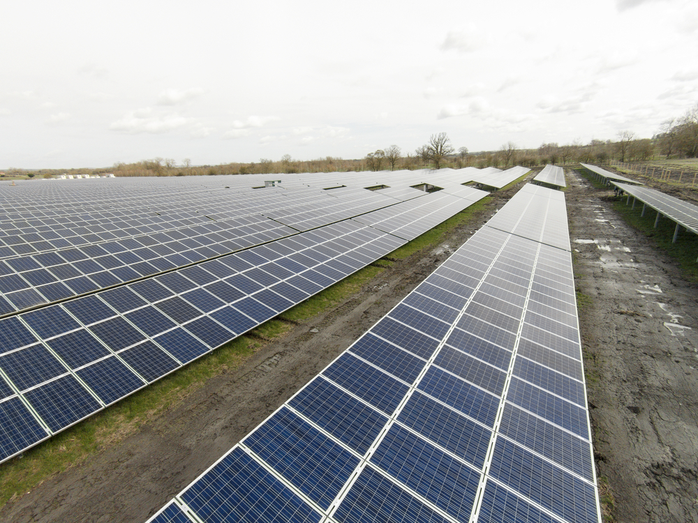 large solar farm in England producing electricity